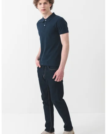 Tricou polo cu model uni, Bleumarin