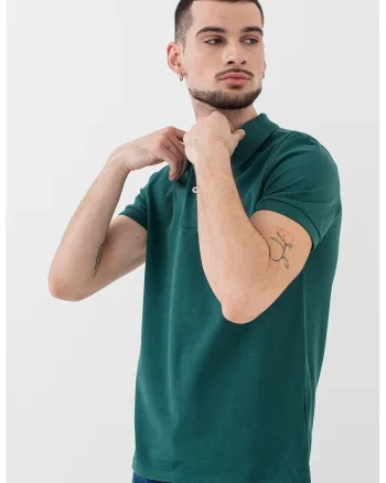 Tricou polo cu model uni, Verde englez