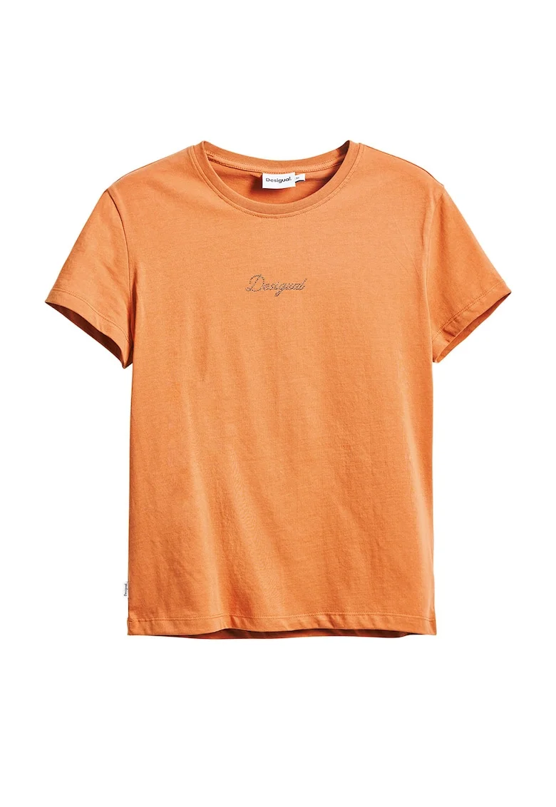 Tricou cu imprimeu logo, Portocaliu stins