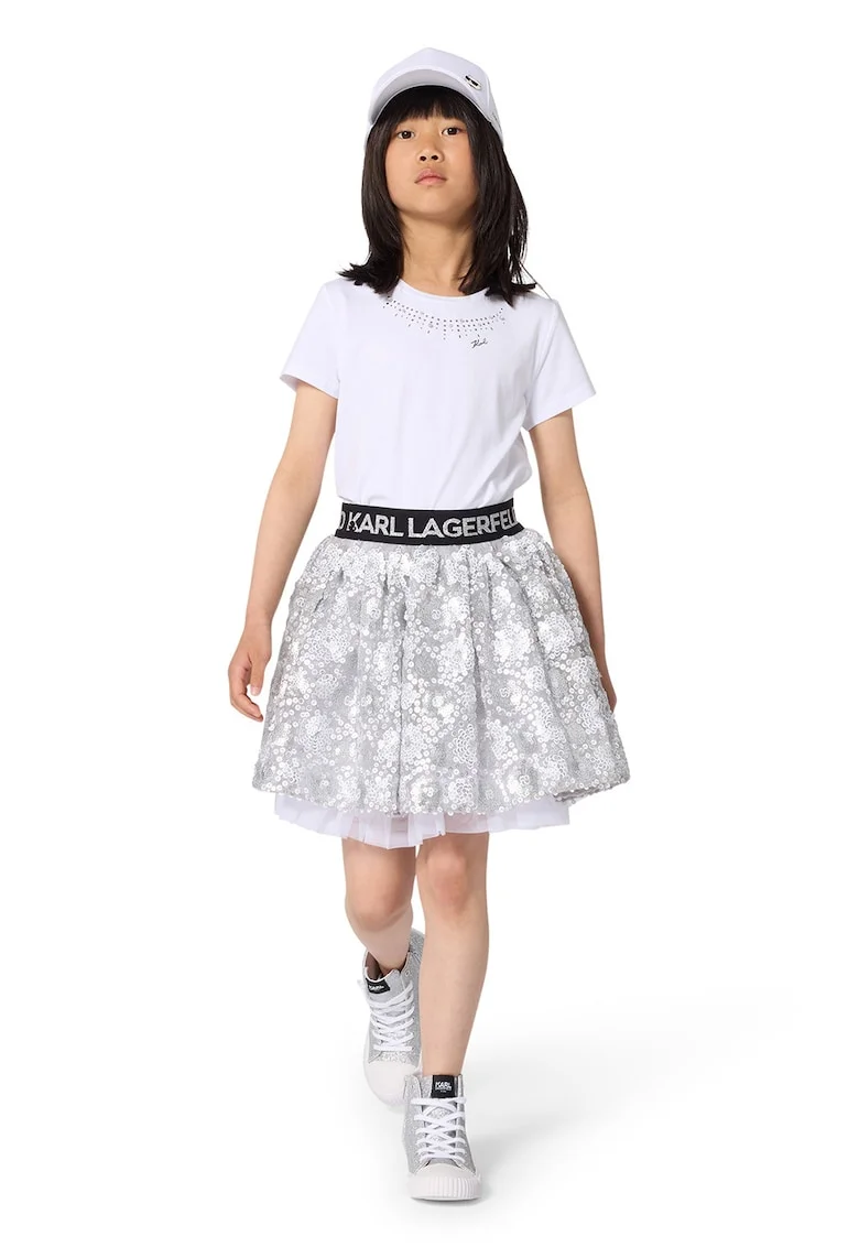 Tricou din amestec de modal cu decolteu la baza gatului, Alb optic