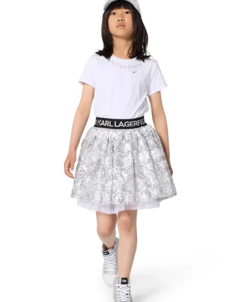 Tricou din amestec de modal cu decolteu la baza gatului, Alb optic