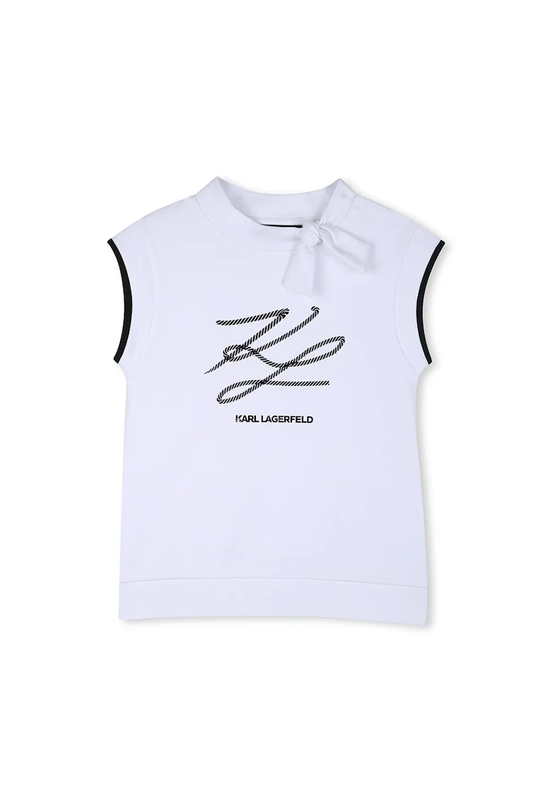Tricou fara maneci cu logo, Alb optic