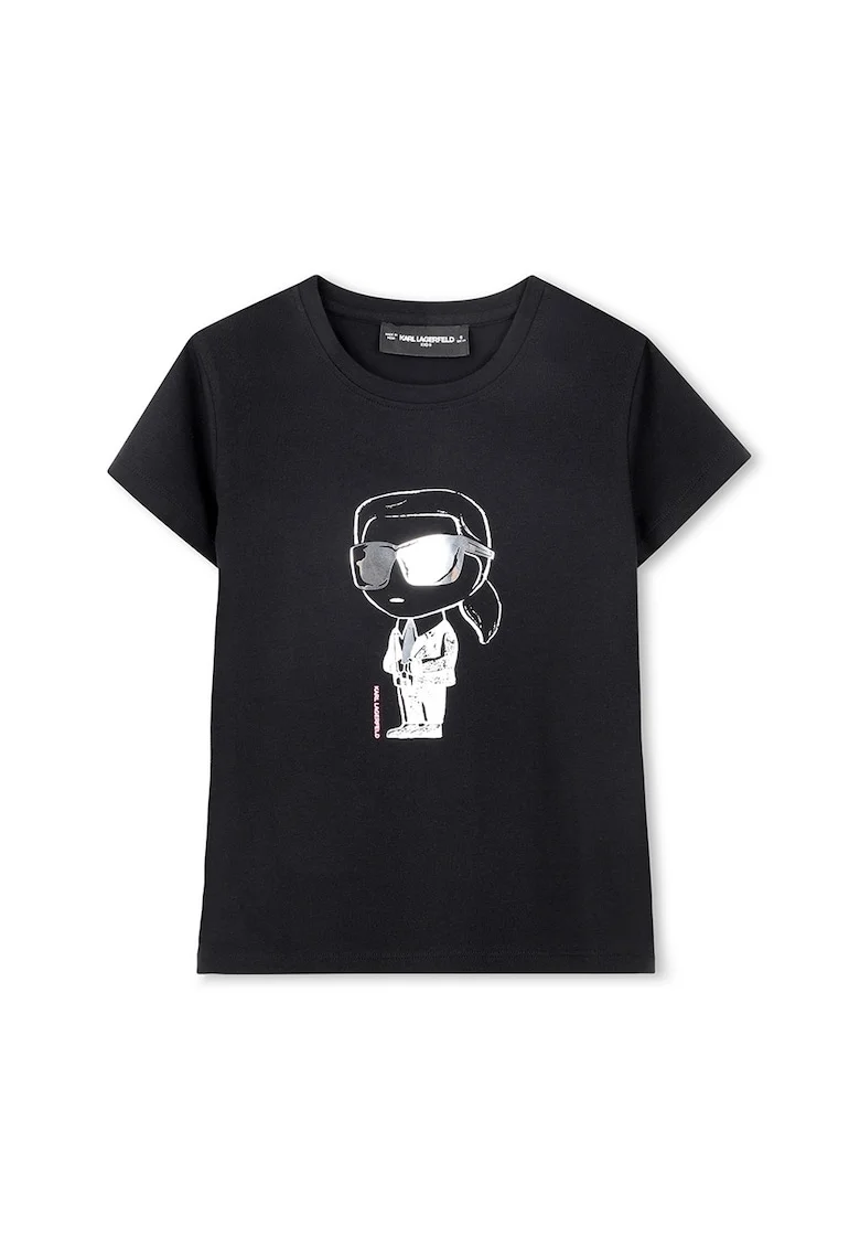 Tricou din amestec de modal cu imprimeu logo, Negru/Alb optic