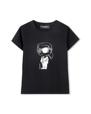 Tricou din amestec de modal cu imprimeu logo, Negru/Alb optic