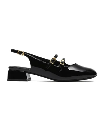 Pantofi slingback Mary Jane de piele lacuita Daiss, Negru