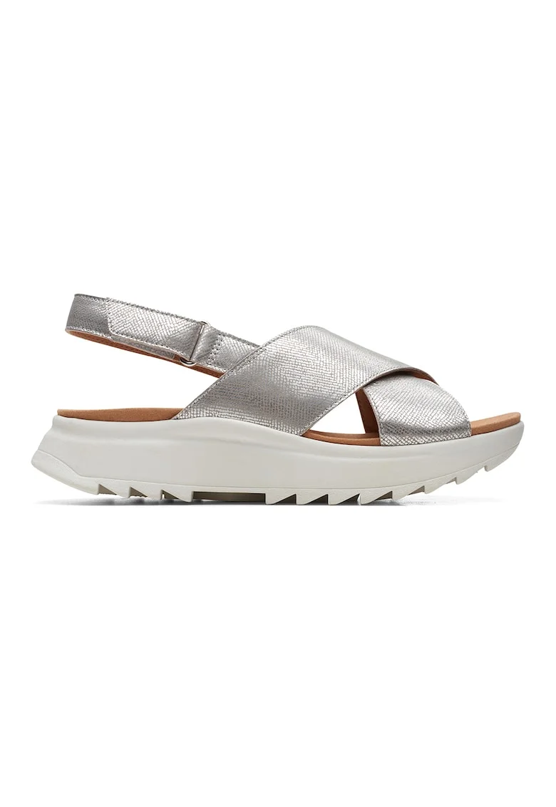 Sandale wedge cu barete incrucisate Dashlite, Argintiu