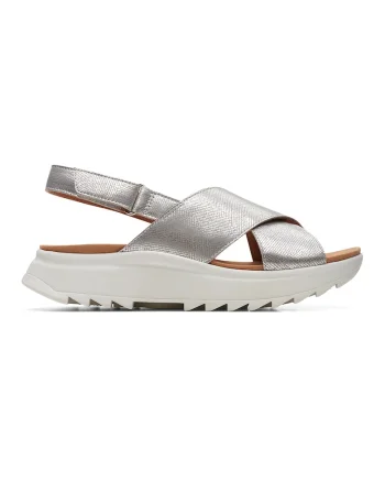 Sandale wedge cu barete incrucisate Dashlite, Argintiu