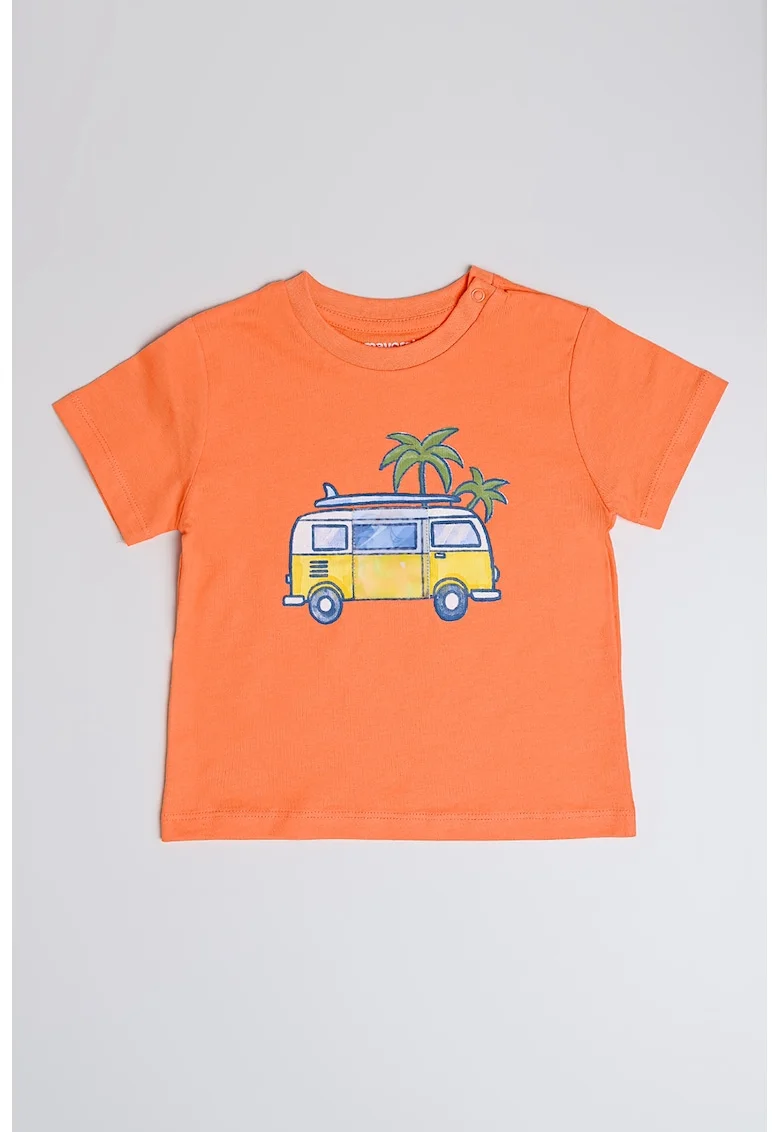 Tricou de bumbac cu imprimeu grafic, Portocaliu mandarina