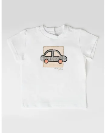 Tricou cu imprimeu grafic, Alb/Negru/Bej