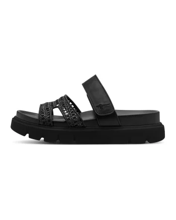 Papuci flatform din piele ecologica, Negru