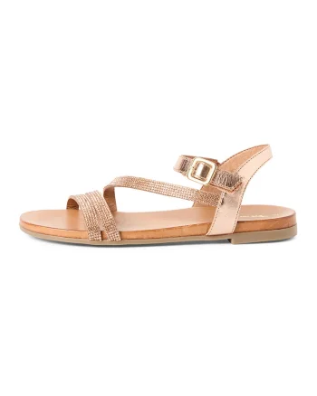 Sandale din piele cu strasuri, Auriu rose