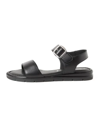 Sandale de piele cu catarama, Negru/Negru stins
