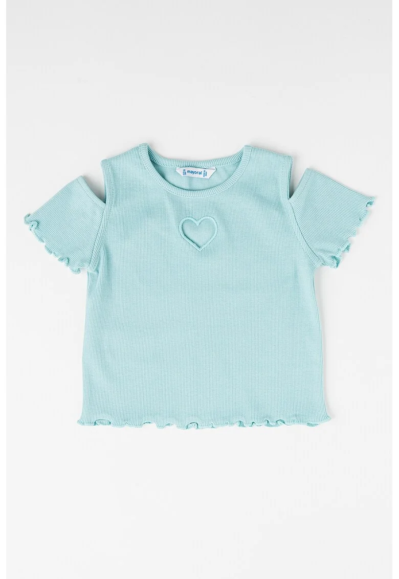 Tricou cu decupaj pe umar, Verde deschis