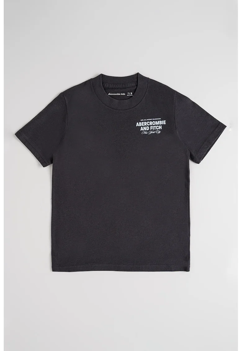 Tricou cu imprimeu text contrastant pe spate, Gri antracit