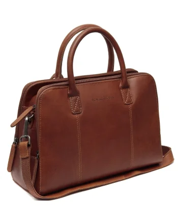 Geanta de dama din piele naturala,  Layton, Coniac, 35 x 13 x 24 cm