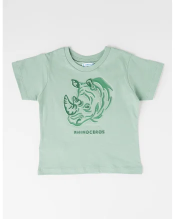 Tricou de bumbac cu model in relief, Verde deschis