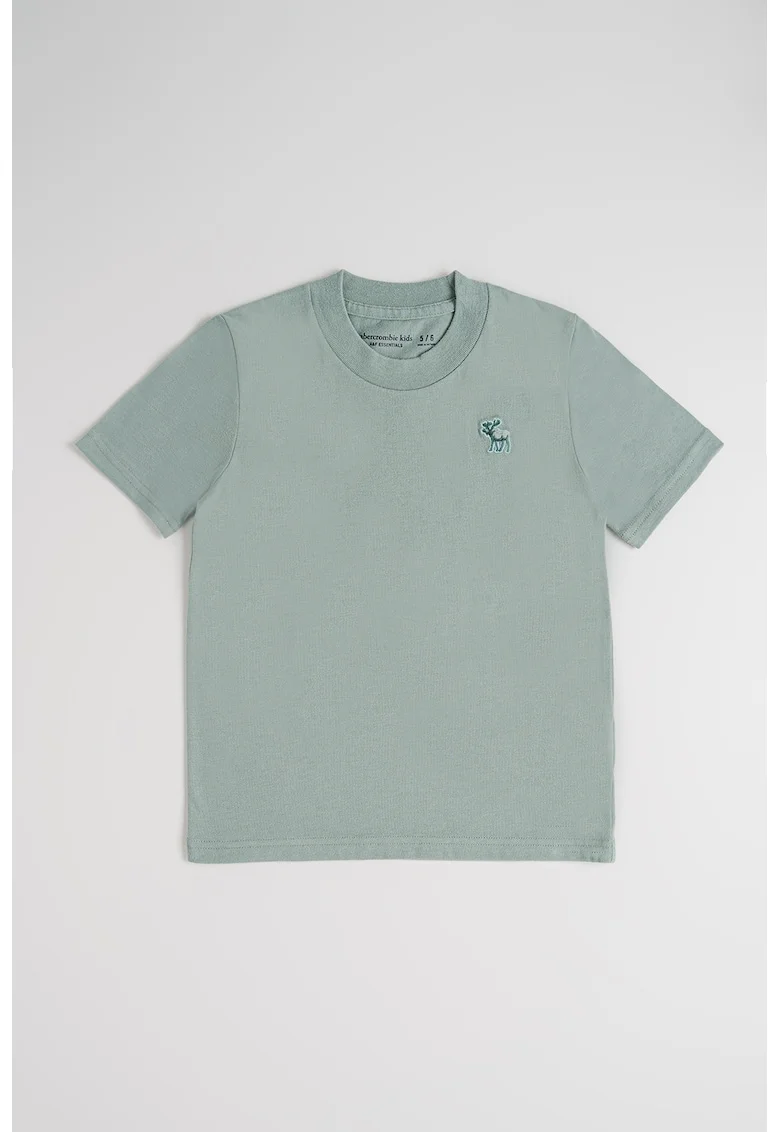 Tricou regular fit cu decolteu la baza gatului, Gri cenusiu