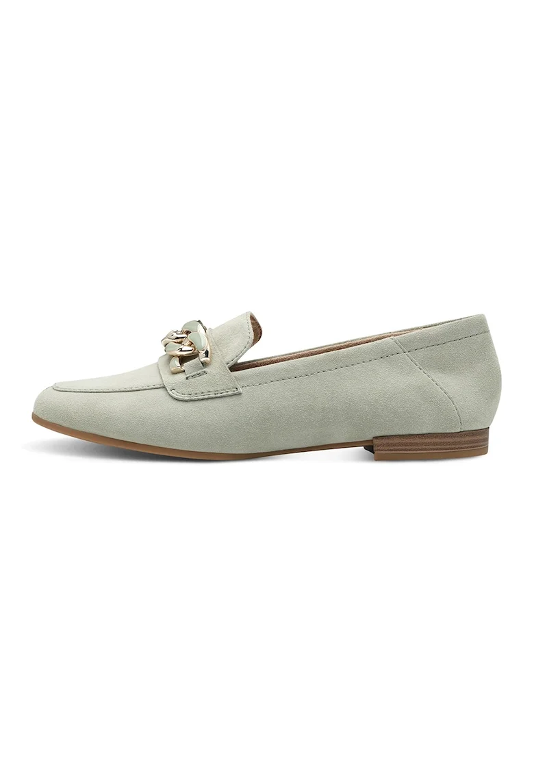 Pantofi loafer de piele cu detalii din lant, Verde pal