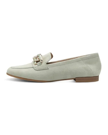 Pantofi loafer de piele cu detalii din lant, Verde pal