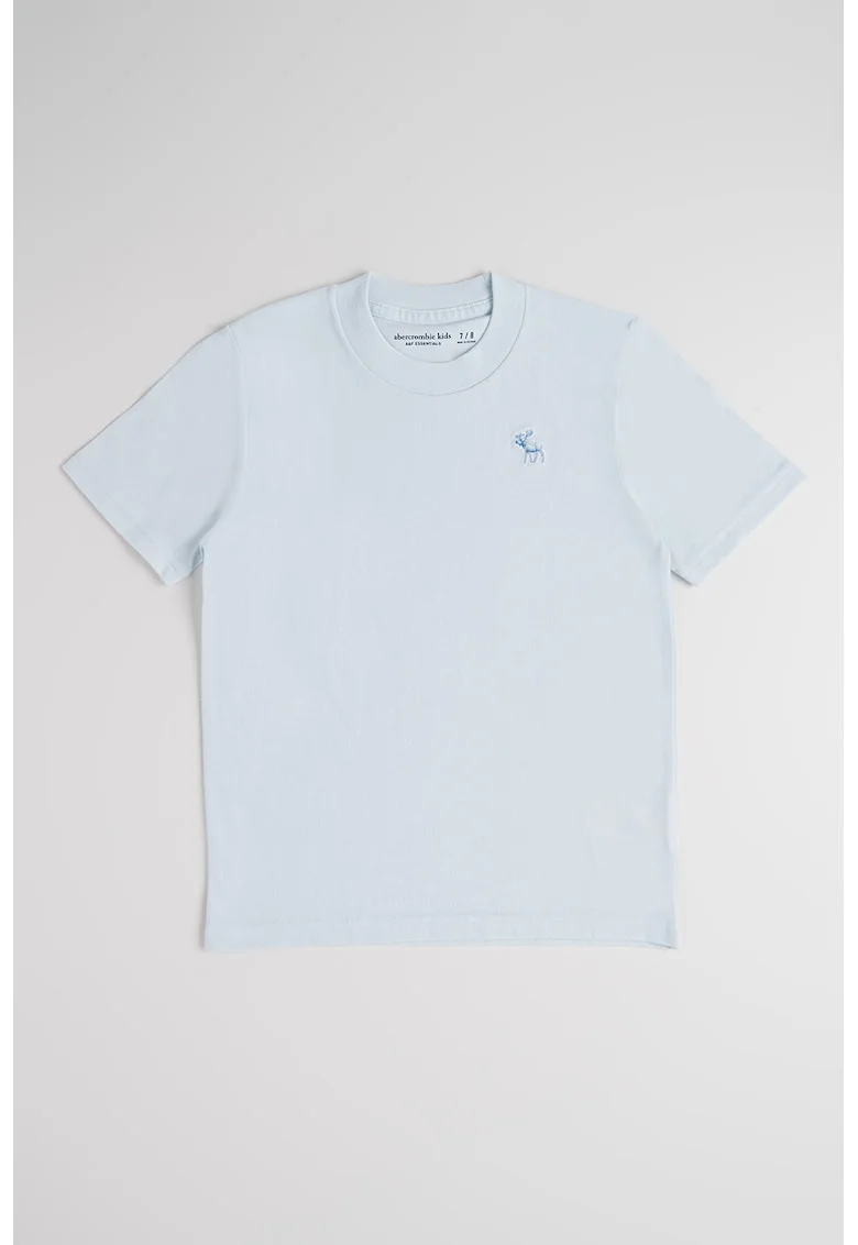 Tricou regular fit cu decolteu la baza gatului, Albastru deschis
