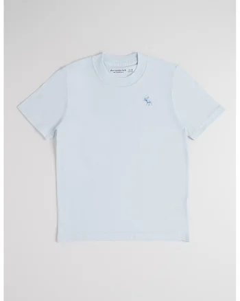 Tricou regular fit cu decolteu la baza gatului, Albastru deschis