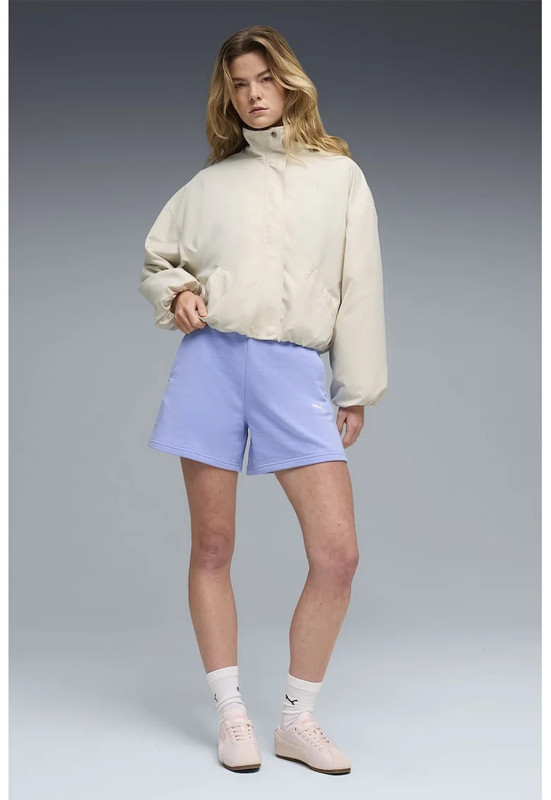 Pantaloni scurti din amestec de bumbac cu talie ajustabila, Albastru pastel