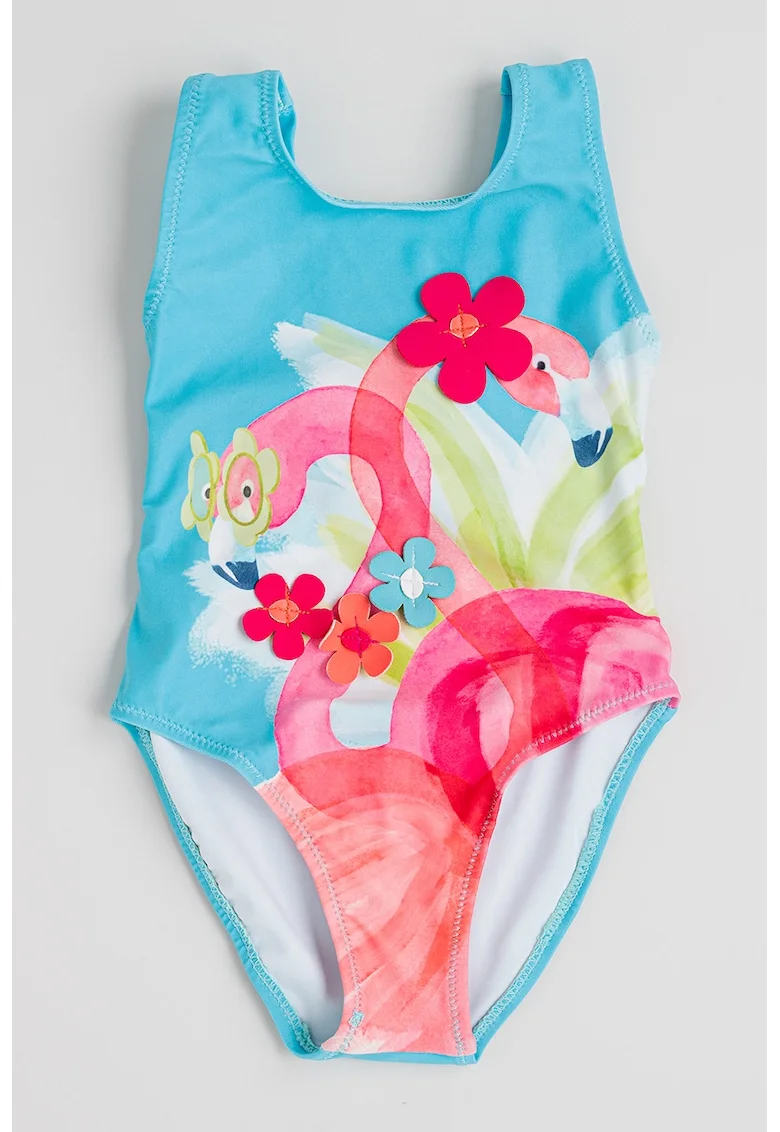 Costum de baie intreg, Fucsia/Verde deschis/Albastru deschis