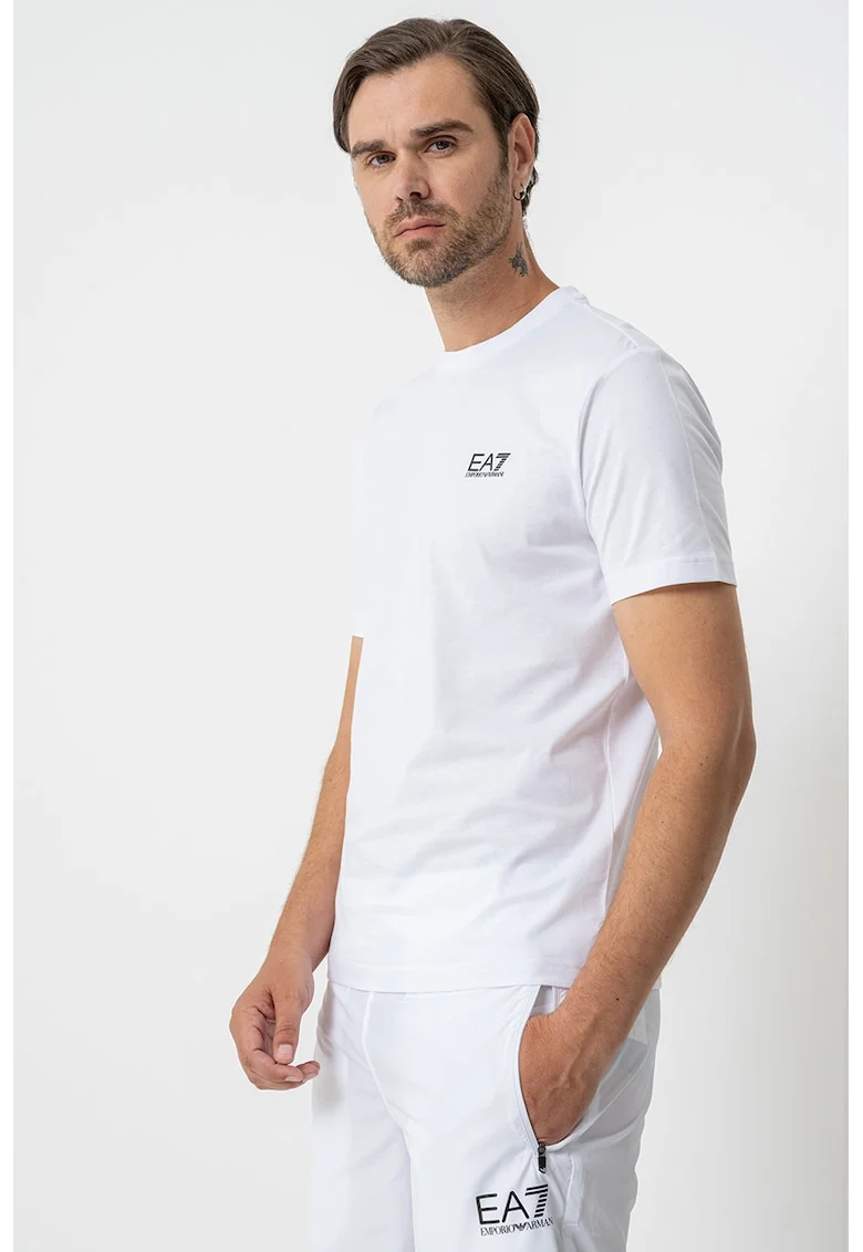 Tricou cu model uni Gircollo, Negru/Alb optic