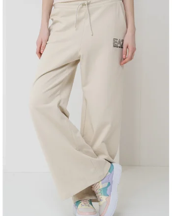 Pantaloni de trening cu croiala ampla si buzunare laterale, Alb murdar