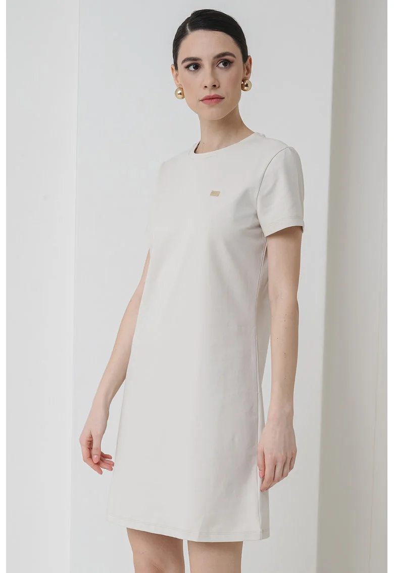 Rochie-tricou cu decolteu rotund, Alb murdar