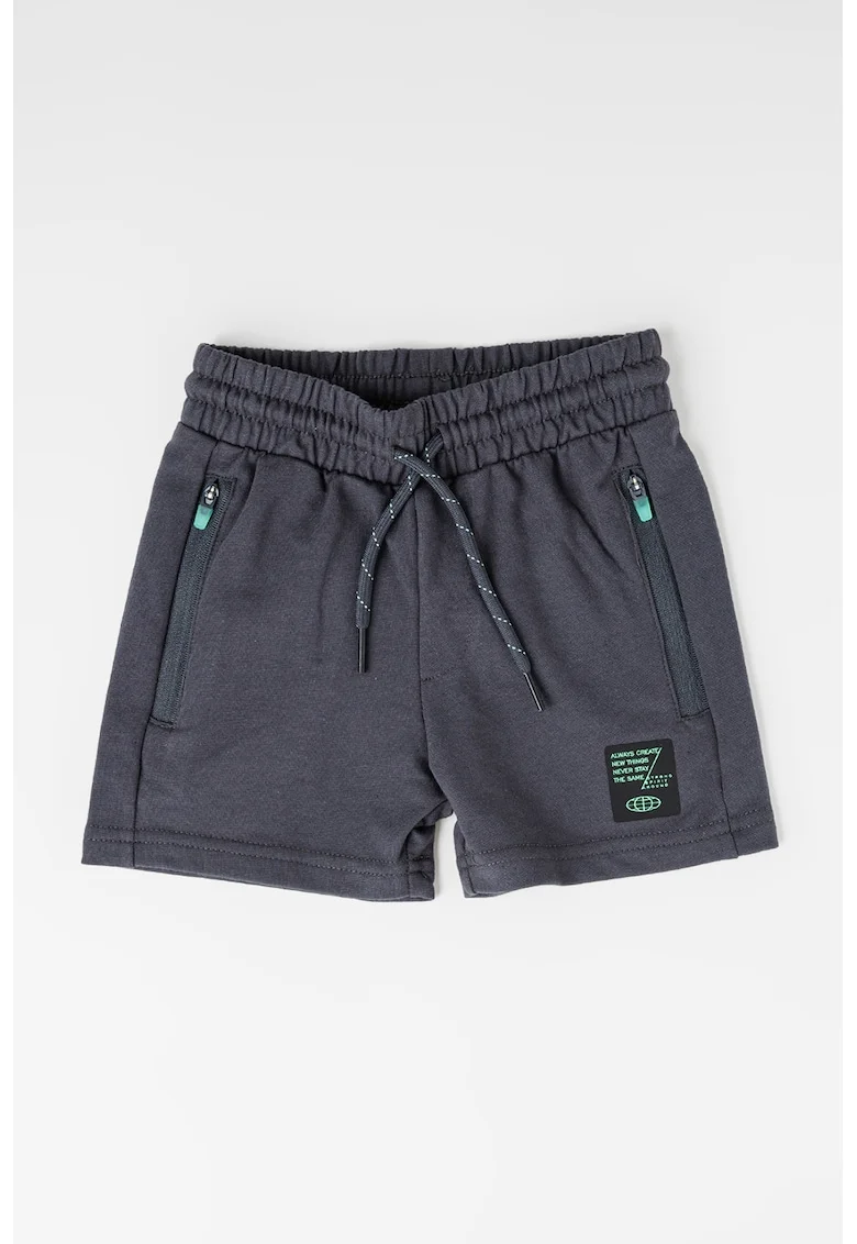 Pantaloni scurti din amestec de bumbac su snururi, Verde padure
