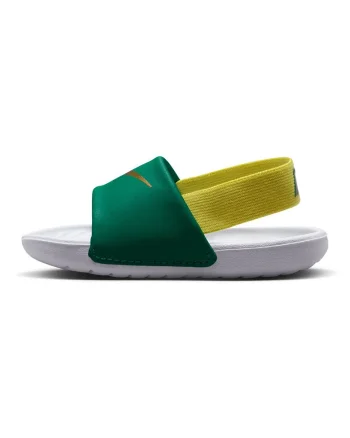 Papuci Kawa cu bareta pe partea din spate, Alb/Galben/Verde englez