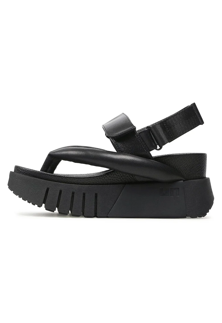 Sandale dama, DELTA TONG,  Piele naturala, Negru