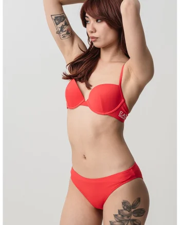 Costum de baie in doua piese cu sustinere metalica, Rosu