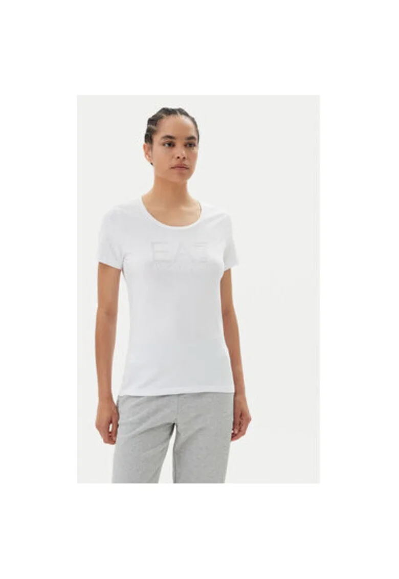 Tricou dama  Emporio Armani, 7W000094 AF10373, Bumbac, Alb, Alb