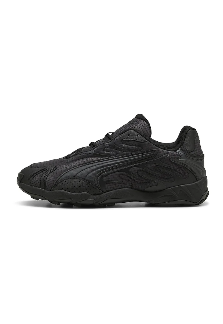 Pantofi sport din material textil cu insertii de piele ecologica, Negru