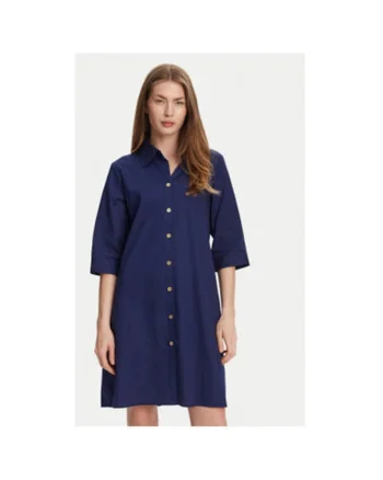 Camasa stil rochie dama  BM033, Bumbac, Bleumarin, Bleumarin
