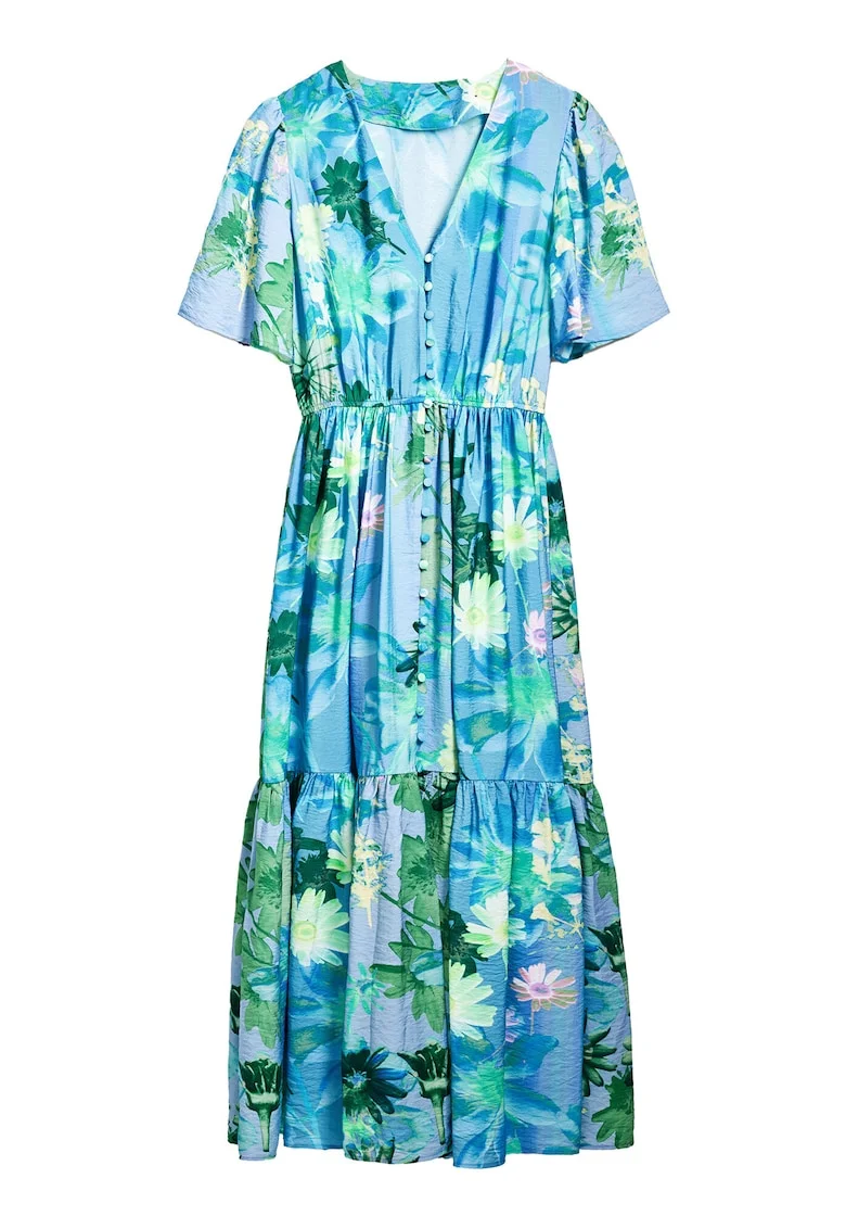 Camasa stil rochie dama  25SWVW18, Viscoza/Poliamida, Albastru, Albastru