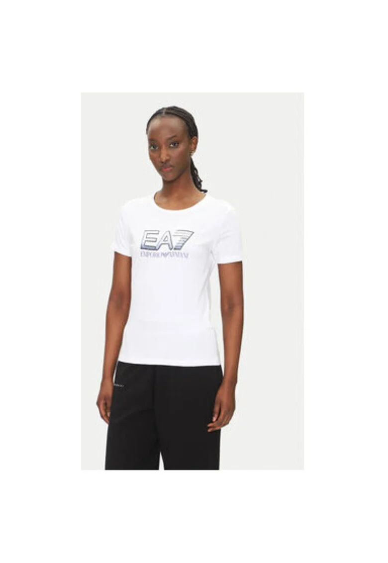 Tricou dama  Emporio Armani, 7W000183 AF10373, Bumbac, Alb, Alb