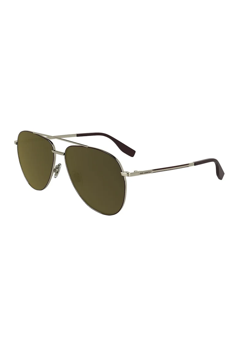 Ochelari de soare aviator cu model unisex si rama metalica, Auriu