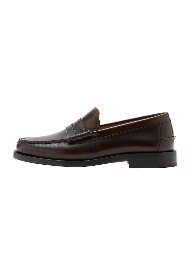 Pantofi loafer din piele, Maro inchis