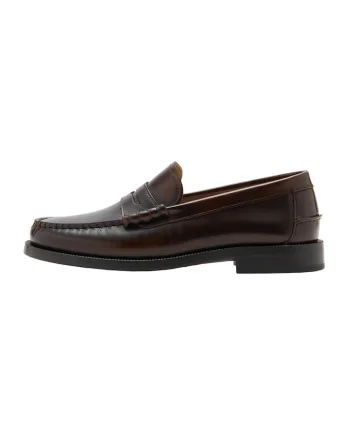 Pantofi loafer din piele, Maro inchis