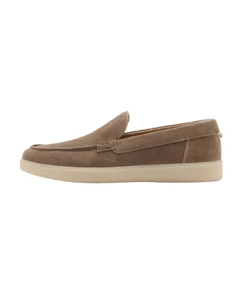 Pantofi loafer din piele intoarsa cu talpa wedge, Maro cafeniu