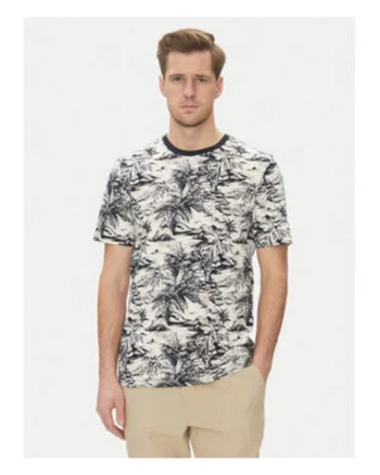Tricou din bumbac cu motiv tropical,