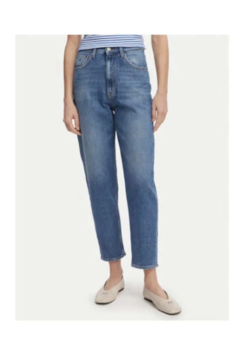 blugi mom fit cu talie inalta cu buzunare