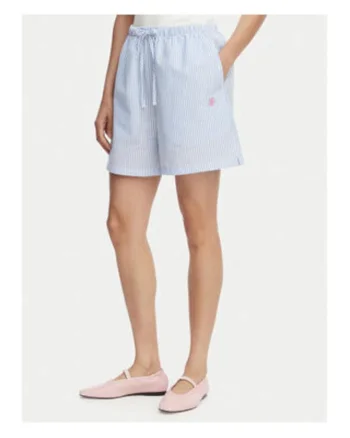 Pantaloni scurti cu dungi si talie ajustabila,