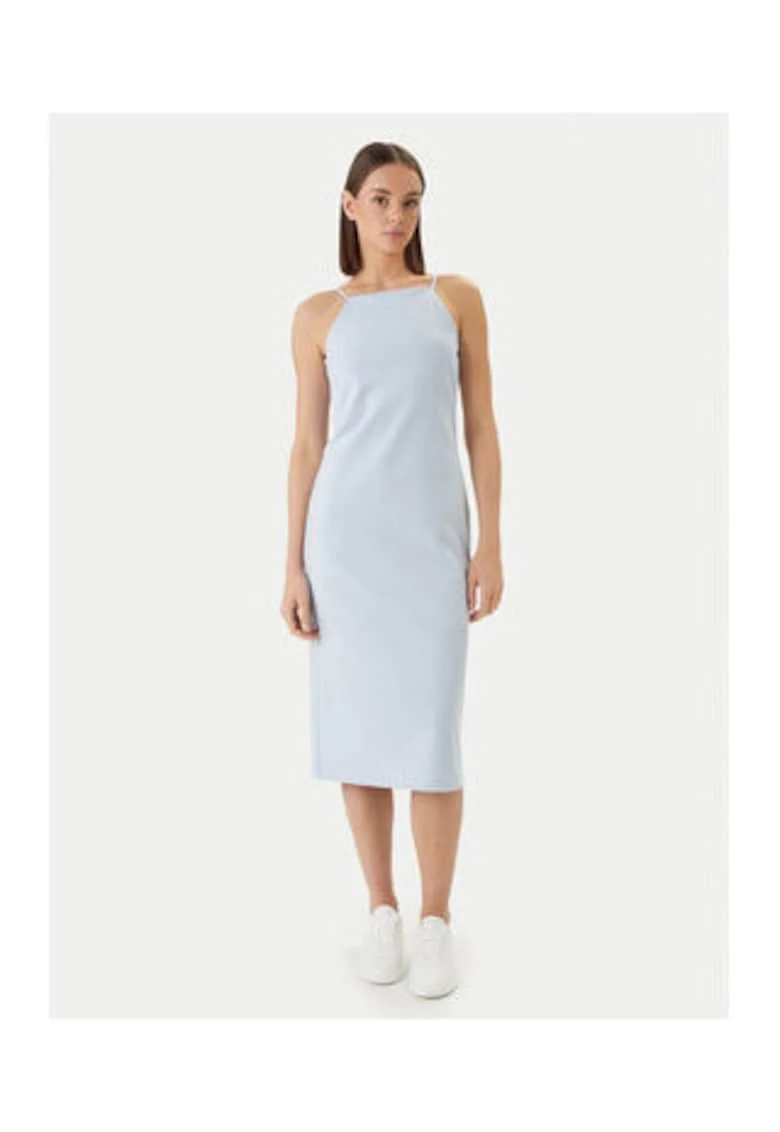 Rochie dreapta midi cu decolteu patrat