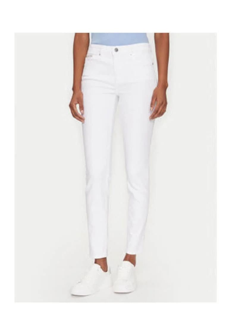Blugi skinny crop cu talie medie