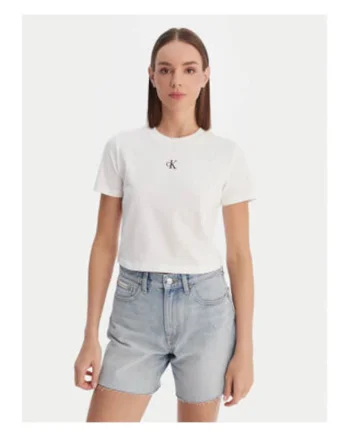 Tricou crop din amestec de bumbac cu detaliu logo
