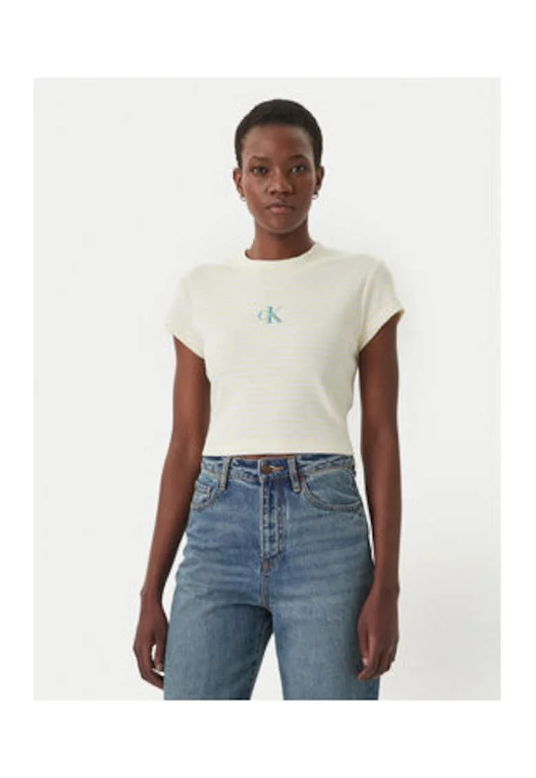 Tricou crop cu dungi